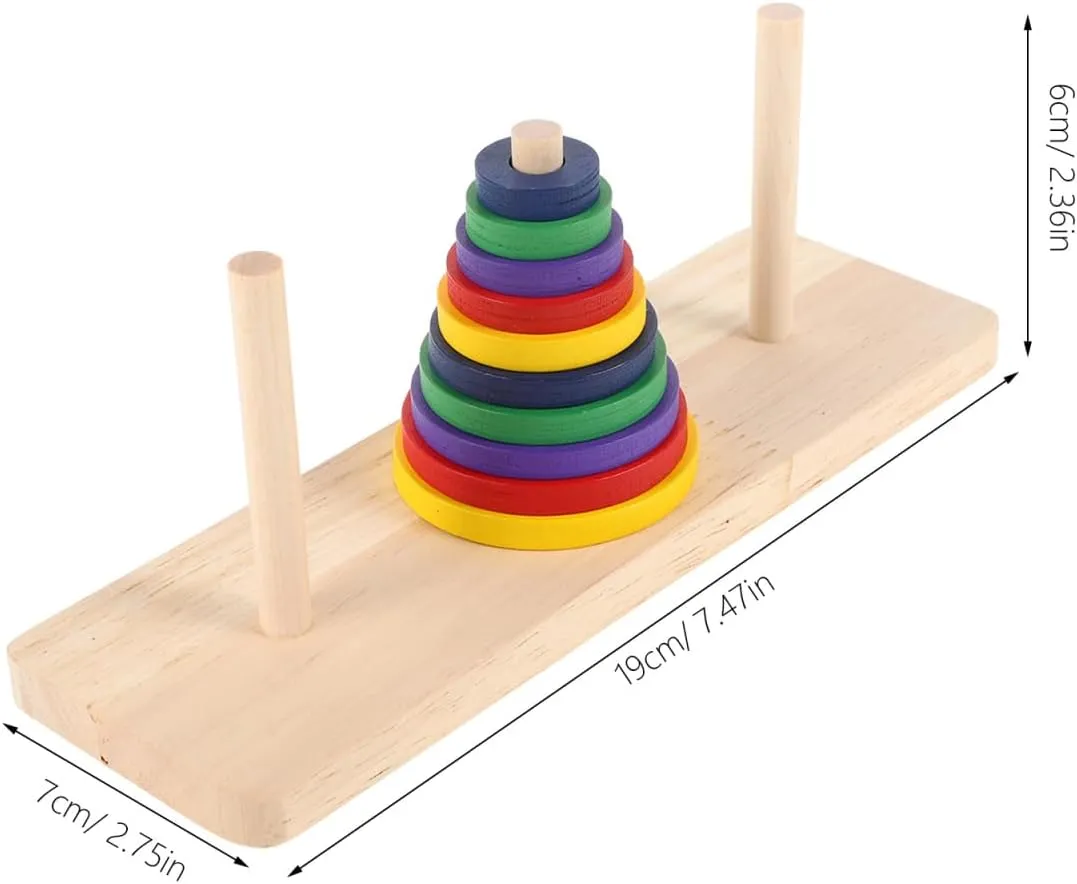 Hanoi Tower Toy - 2 Set Logic Tower Playing DIY Game Hanoi Teasers of Intellectual Mathematical Wooden Game Board Puzzle Party Puzzle