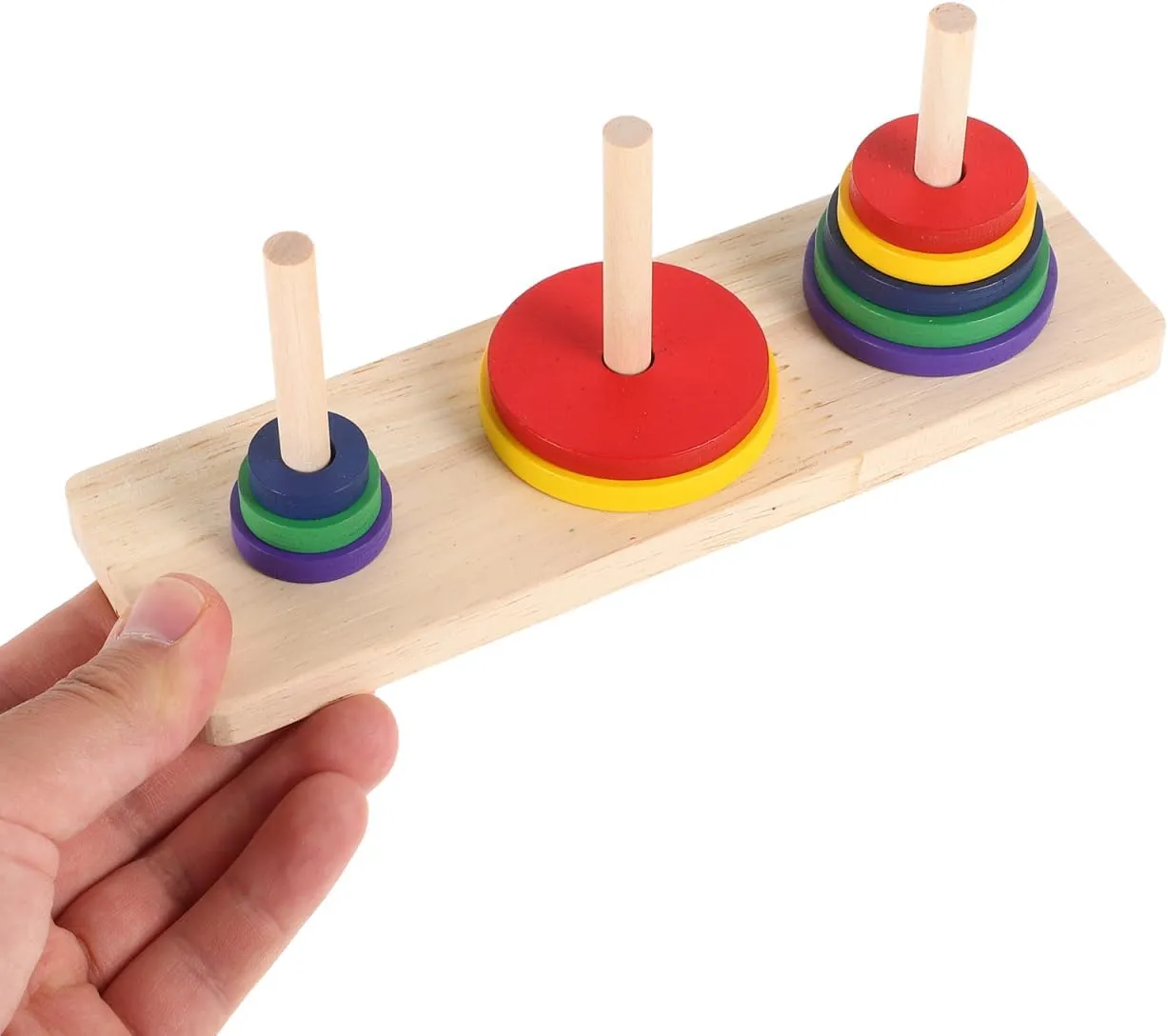Hanoi Tower Toy - 2 Set Logic Tower Playing DIY Game Hanoi Teasers of Intellectual Mathematical Wooden Game Board Puzzle Party Puzzle