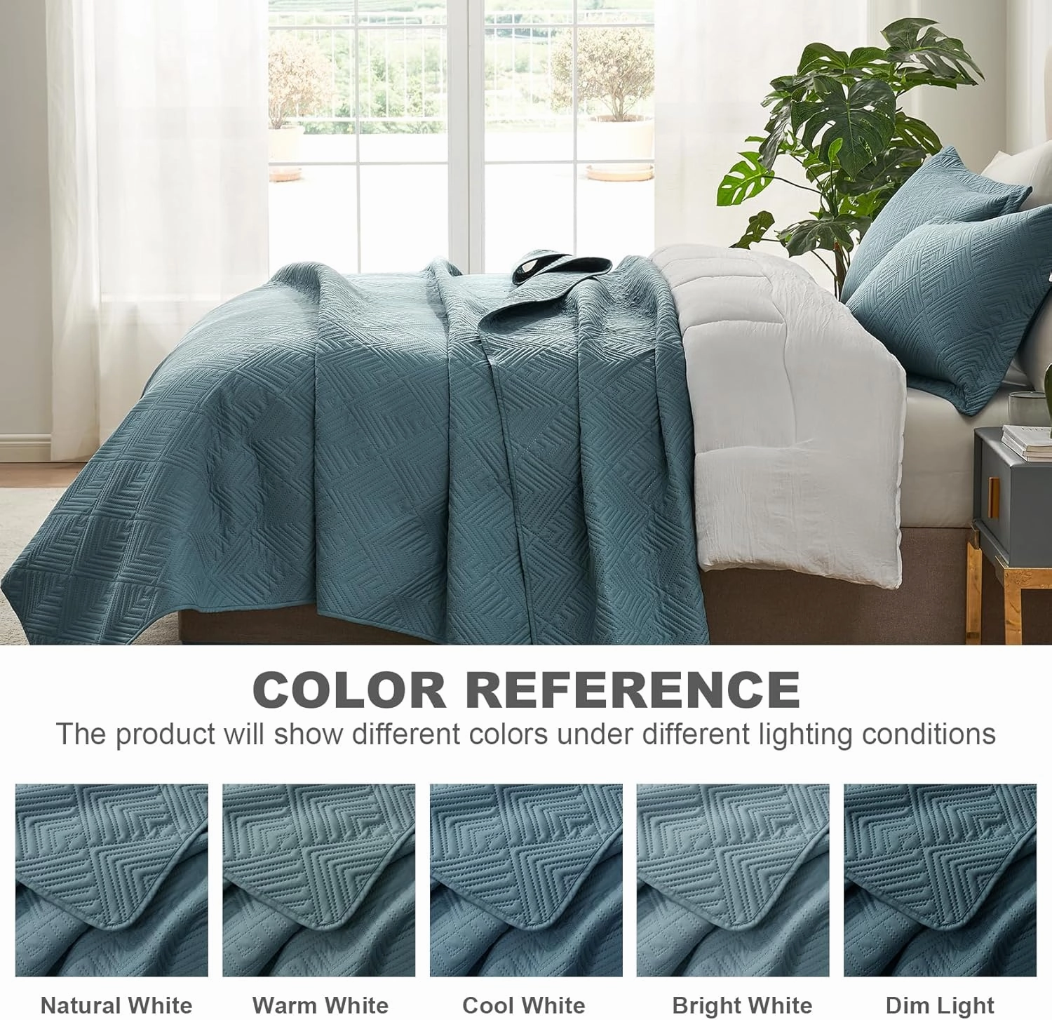 Hansleep Blue Quilt Twin Size - Geometric Ultrasonic All Season Bedspread Twin, Soft Lightweight Coverlet Bedding Set, 2 Pieces (1 Quilt, 1 Pillow Sham)