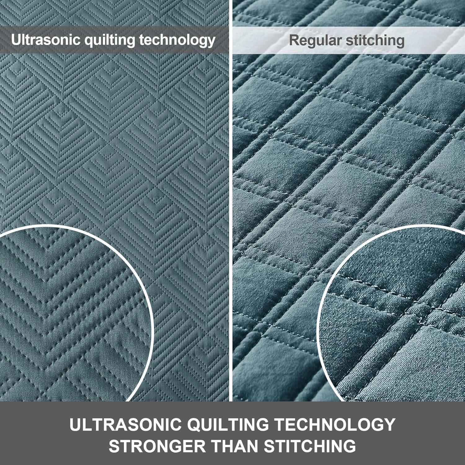 Hansleep Blue Quilt Twin Size - Geometric Ultrasonic All Season Bedspread Twin, Soft Lightweight Coverlet Bedding Set, 2 Pieces (1 Quilt, 1 Pillow Sham)