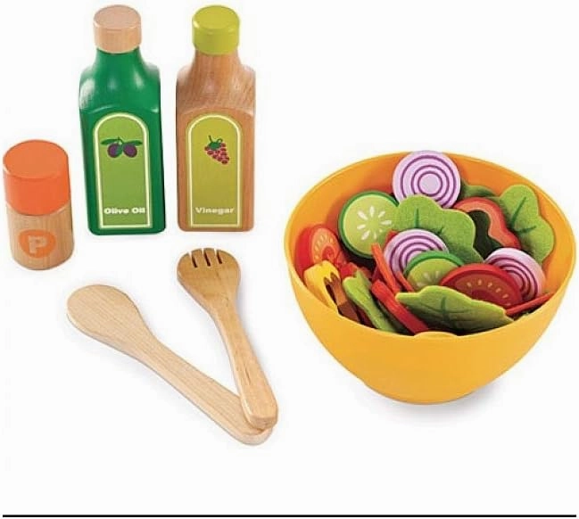 Hape Garden Salad Kitchen Playset | Award Winning Wooden Pretend Play Food Set for Kids, Salad Ingredients and Accessories for Healthy Eating Habits