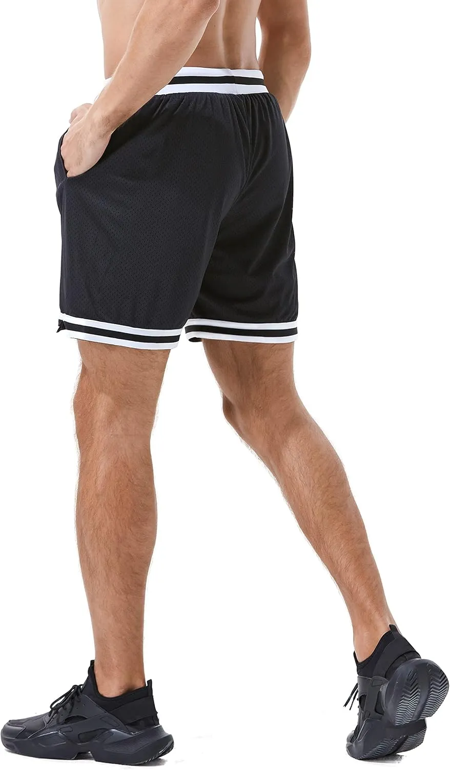 HEALONG Basketball Athletic Shorts Men - Mesh Gym Sports Workout Training Drawstring Retro Casual Fashion Short with Pockets