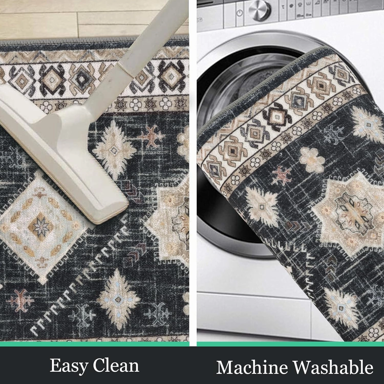HEBE Boho Kitchen Rug Sets 3 Piece with Runner Non Slip Kitchen Rugs and Mats Washable Kitchen Mats for Floor Thick Kitchen Floor Mat Carpet Runner Rugs for Hallway Laundry Holiday Decor