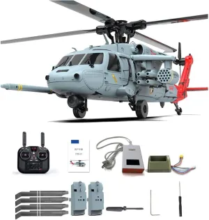 Helidirect SH60 Seahawk RC Helicopter with Camera, 2.4G 8CH Remote Control Aircraft, Dual Brushless Wingless, 6G/3D Stunt Copter Model with Dual Batteries for Adults (Basic Model)
