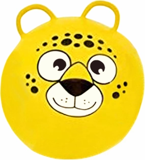 Hippity Hop Exercise Hopper Jump Balls with Animal Face and Two Handles for Kids (Yellow Bear)