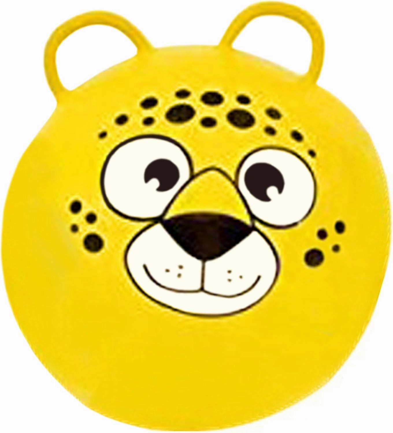 Hippity Hop Exercise Hopper Jump Balls with Animal Face and Two Handles for Kids (Yellow Bear)