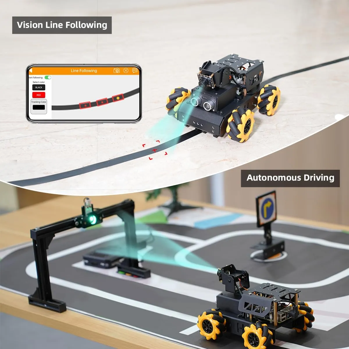 HIWONDER Raspberry Pi 5 AI Vision Robot Car Kit, Mecanum Wheels, 2DOF HD Camera, Python Programming, Open Source DIY Robot Kit for Teens (Without Raspberry Pi Board)
