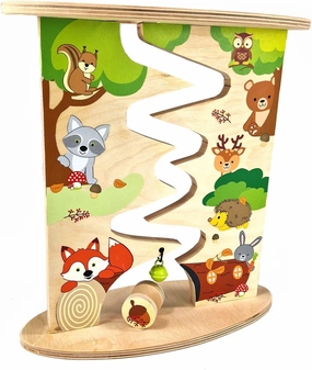 Holzspielzeug 31130 – Wooden Roller Track, Farm and Fox Design, Handmade, Dismountable, Suitable for Children from 12 Months