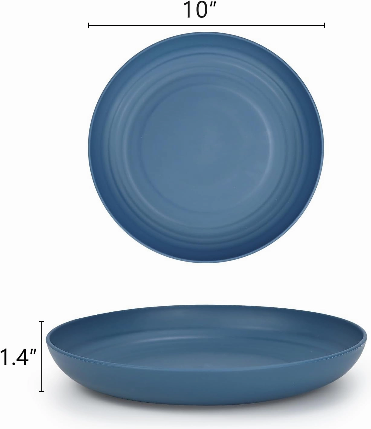 Homienly Deep Dinner Set of 12 - Alternative for Plastic, Microwave and Dishwasher Safe Wheat Straw Plates for Kitchen, Unbreakable Kids (Blue, 10 Inch)