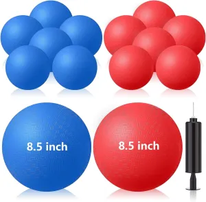 Honoson 12 Pcs 8.5 Inch Playground Ball Bulk Inflatable Kickballs Bouncy Dodgeball for Kids and Adults, Handball with Air Pump for Ball Games, Gym, Outdoor, School(Red and Blue)
