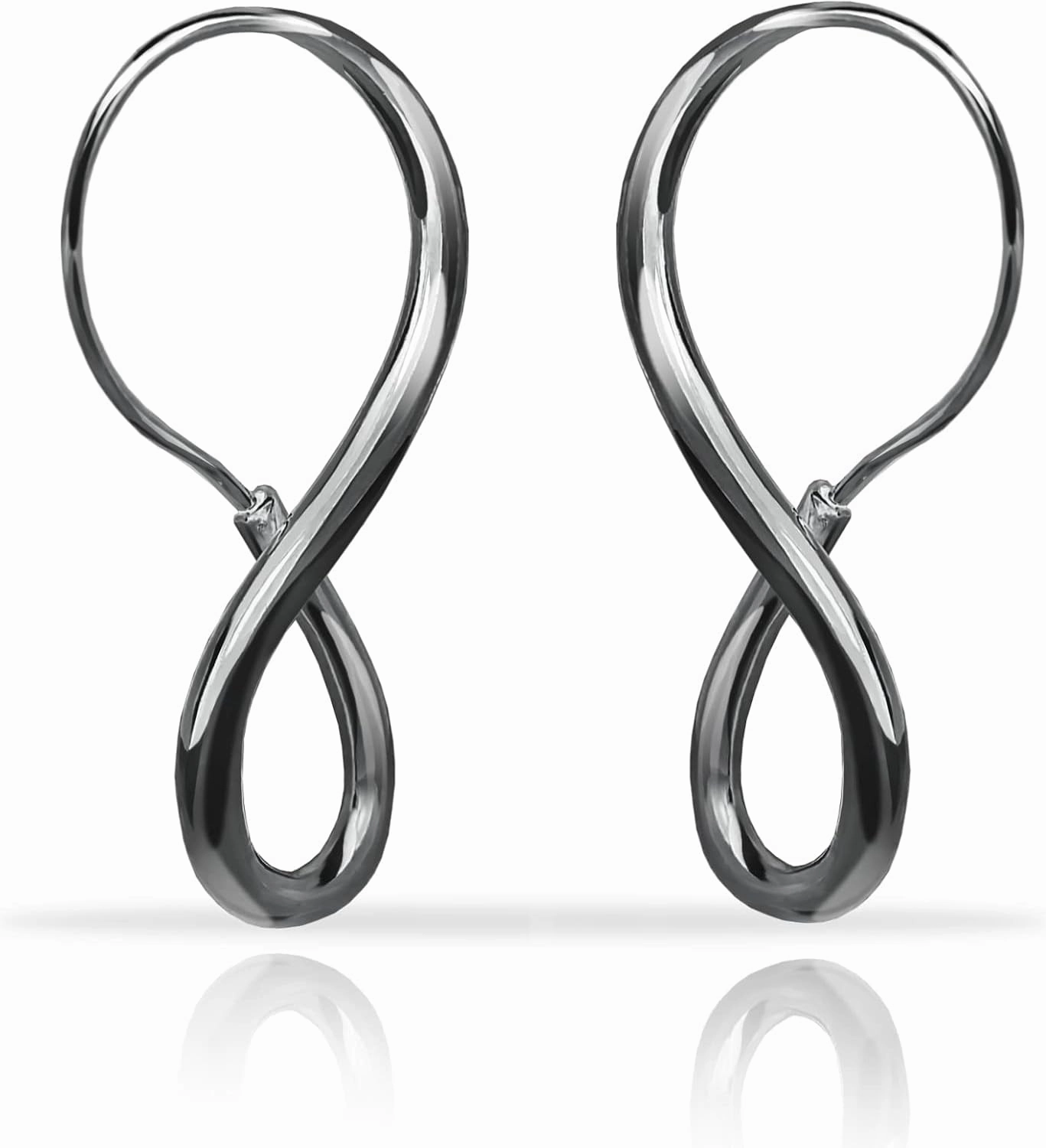 Hoops & Loops 925 Sterling Silver Infinity Eternity Figure Eight 8 Polished Twisted Endless or Click-Top Hoop Earrings for Women