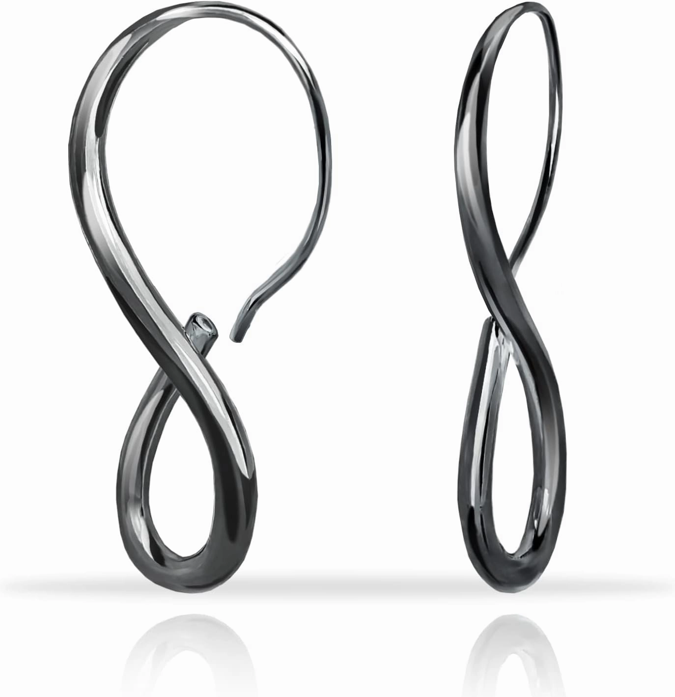 Hoops & Loops 925 Sterling Silver Infinity Eternity Figure Eight 8 Polished Twisted Endless or Click-Top Hoop Earrings for Women