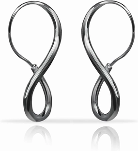 Hoops & Loops 925 Sterling Silver Infinity Eternity Figure Eight 8 Polished Twisted Endless or Click-Top Hoop Earrings for Women