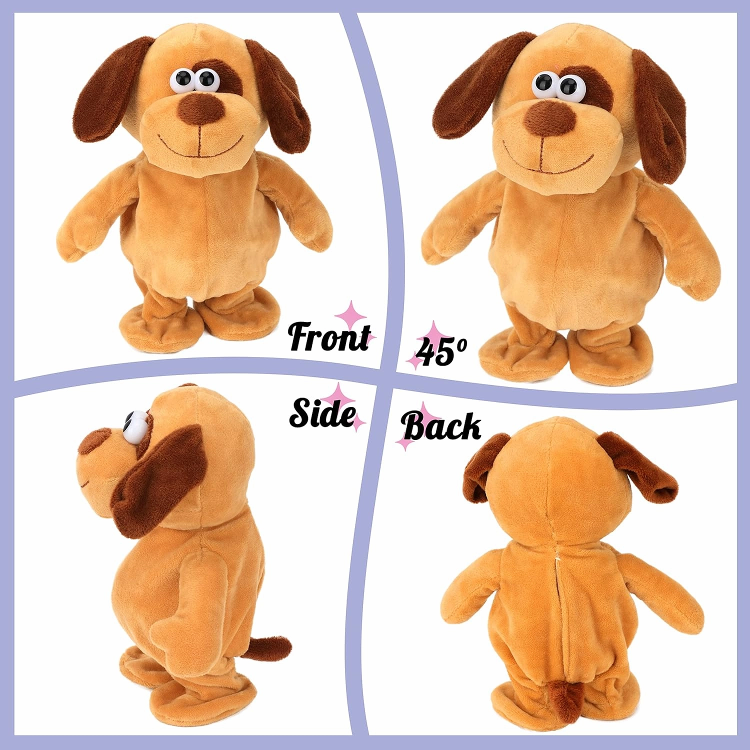 Hopearl Talking Dog Repeats What You Say Walking Puppy Electric Interactive Animated Toy Speaking Plush Buddy Gifts for Toddlers Birthday, 8''