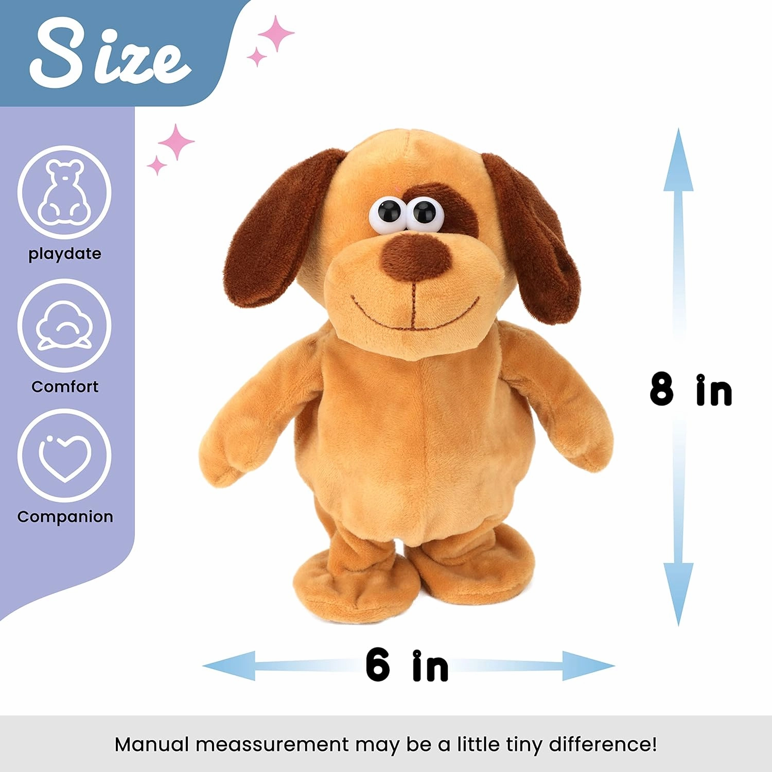 Hopearl Talking Dog Repeats What You Say Walking Puppy Electric Interactive Animated Toy Speaking Plush Buddy Gifts for Toddlers Birthday, 8''