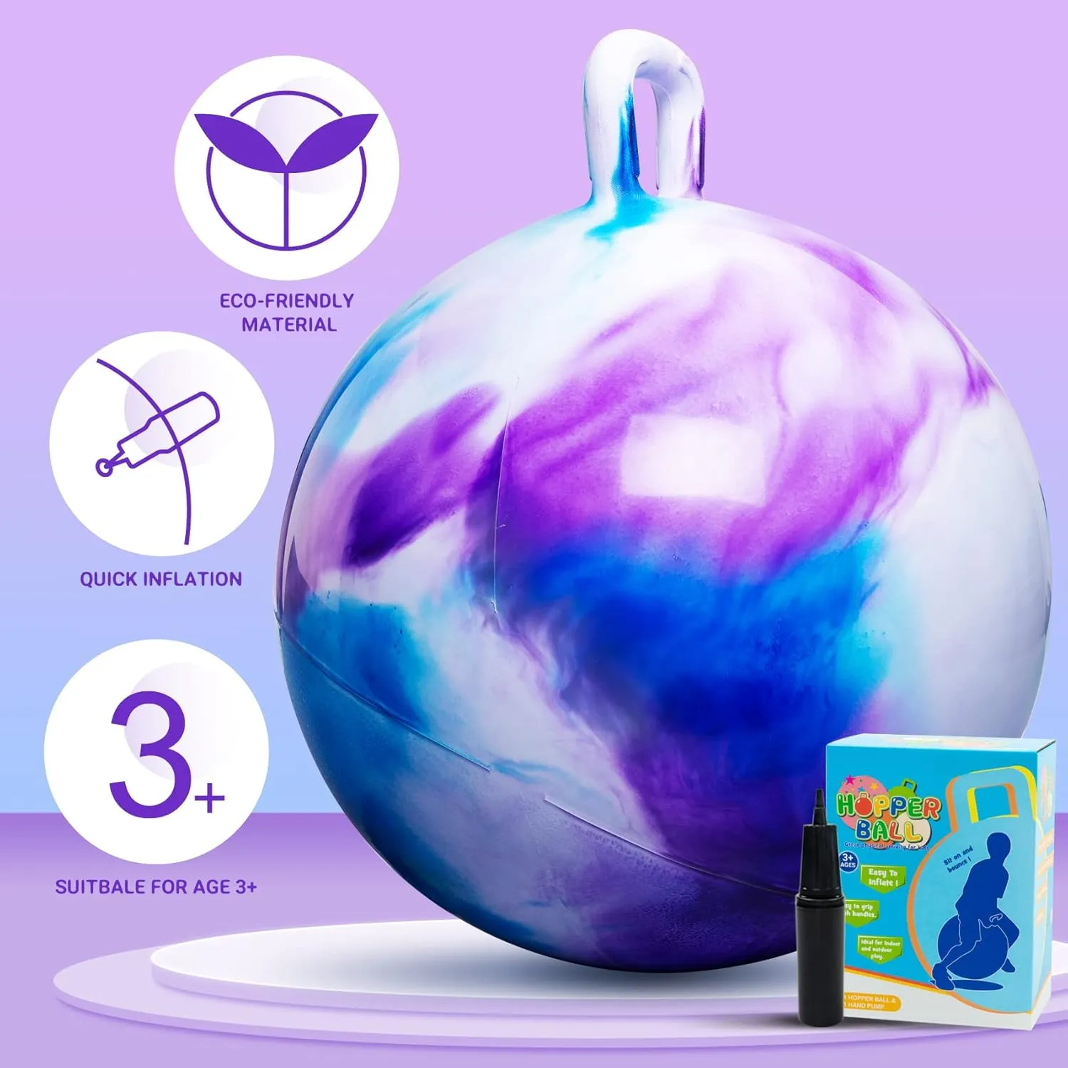 Hopper Balls for Kids 3-6, 18 Inches Bouncy Ball with Handle, 18" Inflatable Bouncing Hopper, 45cm Jumping Toys, Garden Hopping Toys Girls Boys Gifts