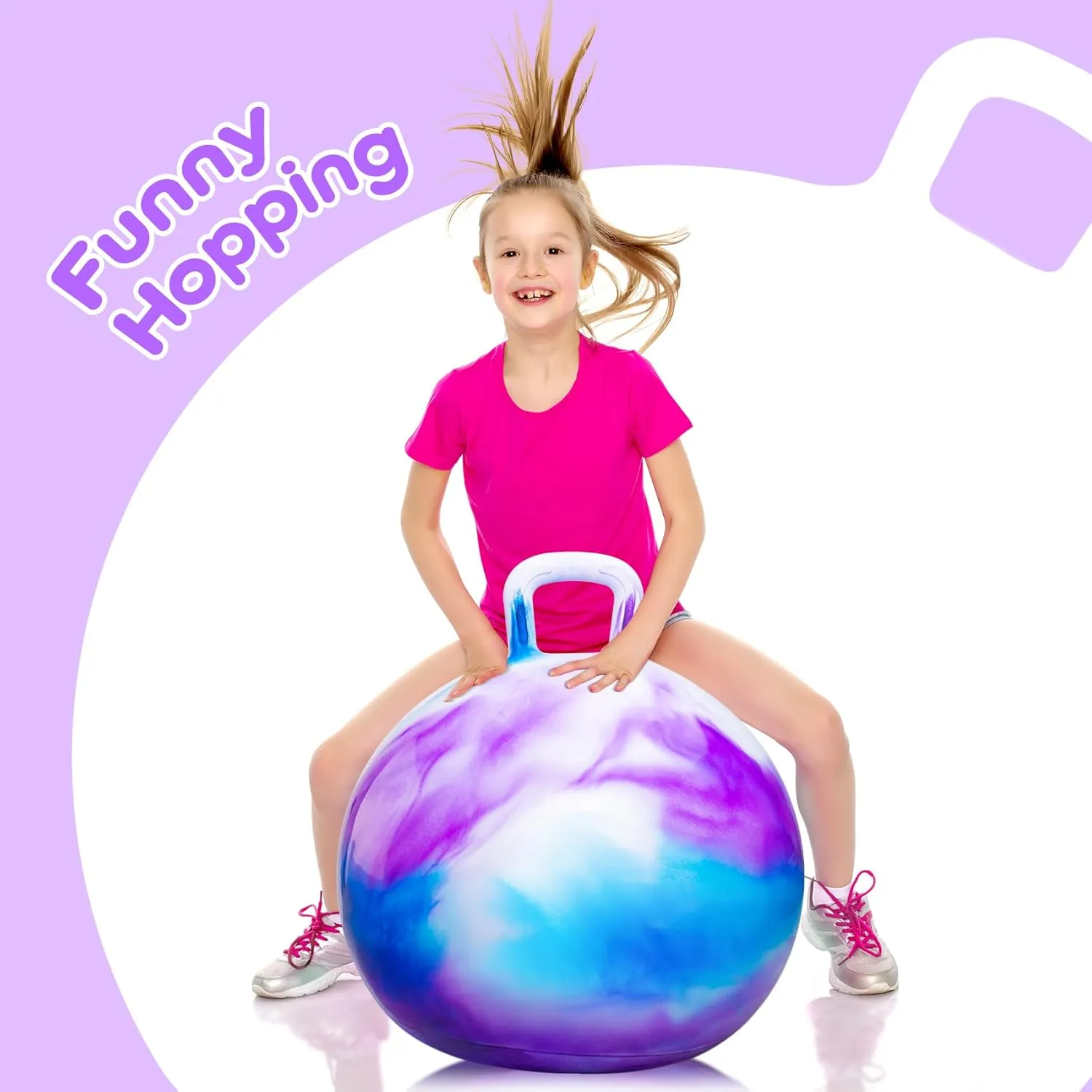 Hopper Balls for Kids 6-10, 20 Inches Bouncy Ball with Handle, 20" Inflatable Bouncing Hopper, 50cm Bouncing Toys, Outdoor Hopping Toys for Girls Boys Gifts