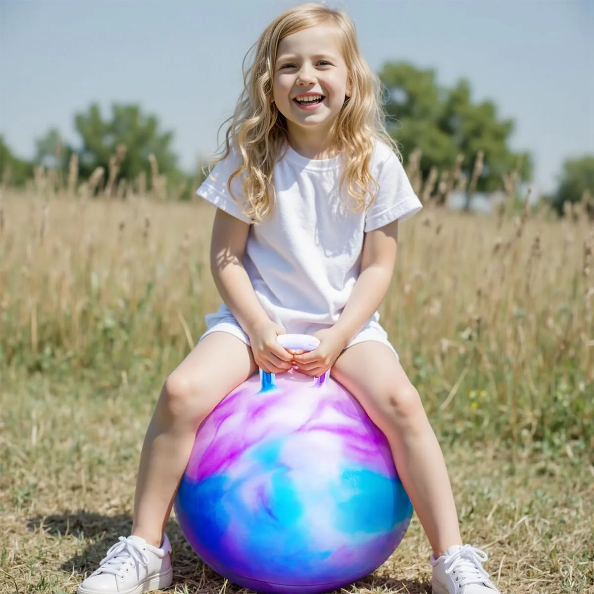 Hopper Balls for Kids 6-10, 20 Inches Bouncy Ball with Handle, 20" Inflatable Bouncing Hopper, 50cm Bouncing Toys, Outdoor Hopping Toys for Girls Boys Gifts