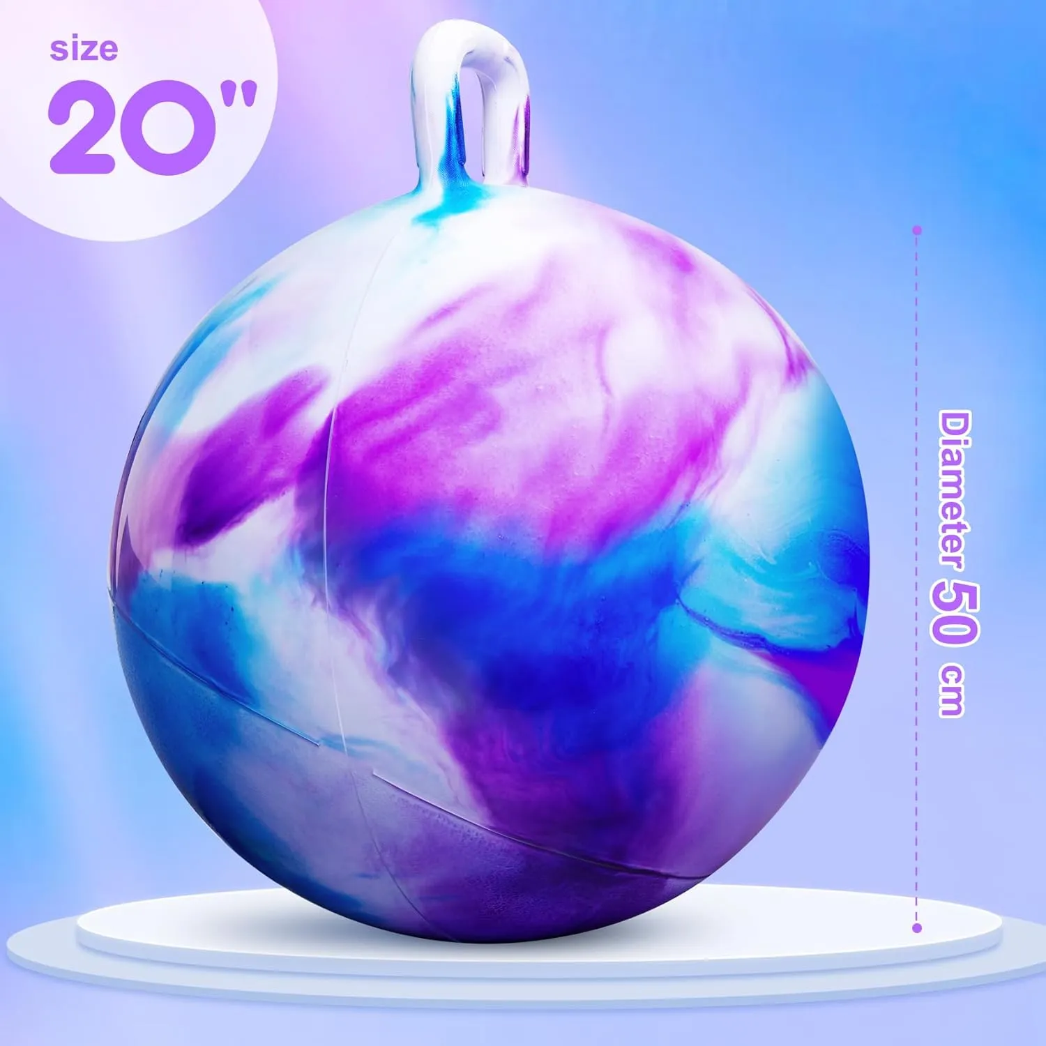 Hopper Balls for Kids 6-10, 20 Inches Bouncy Ball with Handle, 20" Inflatable Bouncing Hopper, 50cm Bouncing Toys, Outdoor Hopping Toys for Girls Boys Gifts
