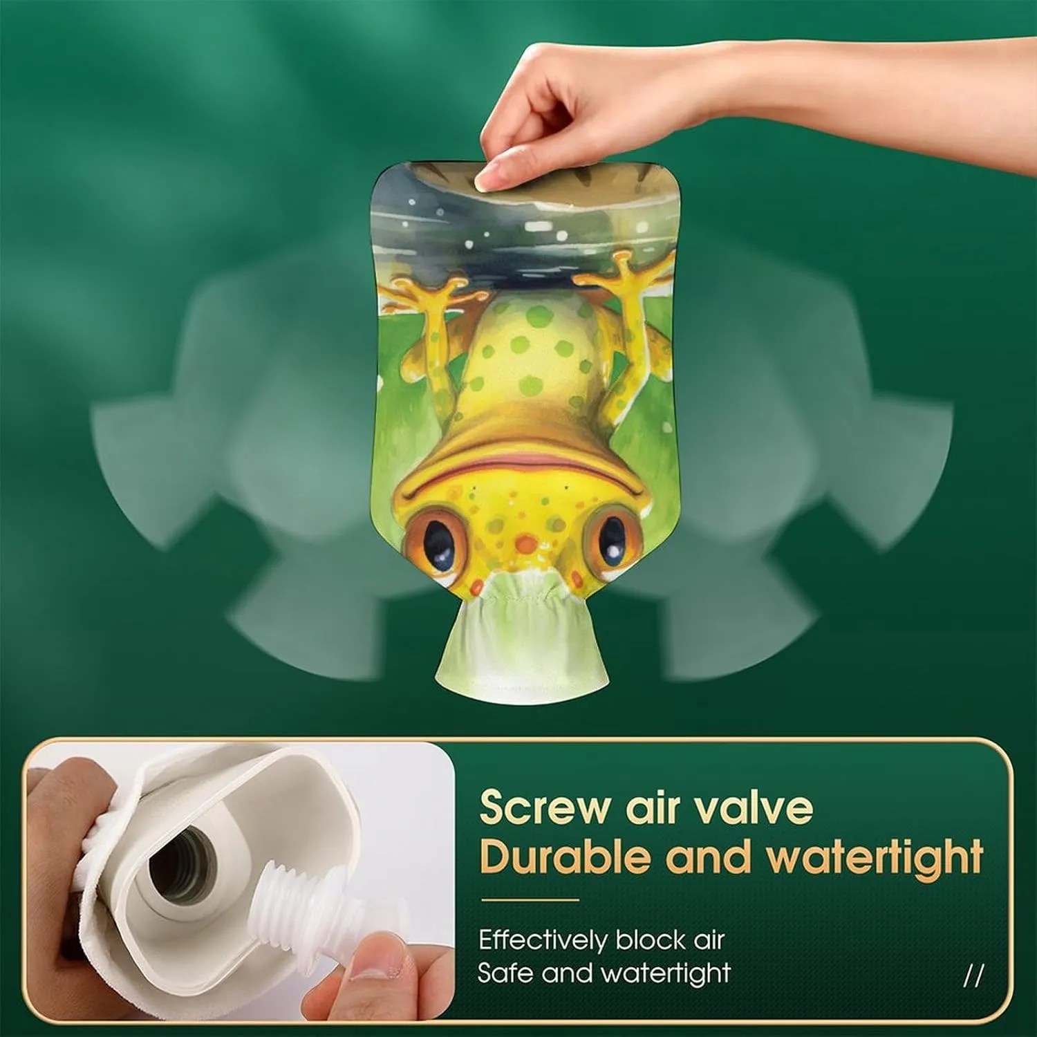 Hot Water Bottle with Soft Cover, Plant 1L Warm Water Bag for Menstrual Cramps, Animal Neck and Shoulder Pain Relief, Ideal for Hand & Feet Warmer for Kids, Men & Women, Hot & Cold Compress