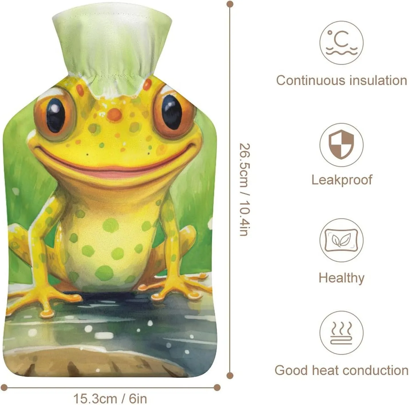 Hot Water Bottle with Soft Cover, Plant 1L Warm Water Bag for Menstrual Cramps, Animal Neck and Shoulder Pain Relief, Ideal for Hand & Feet Warmer for Kids, Men & Women, Hot & Cold Compress