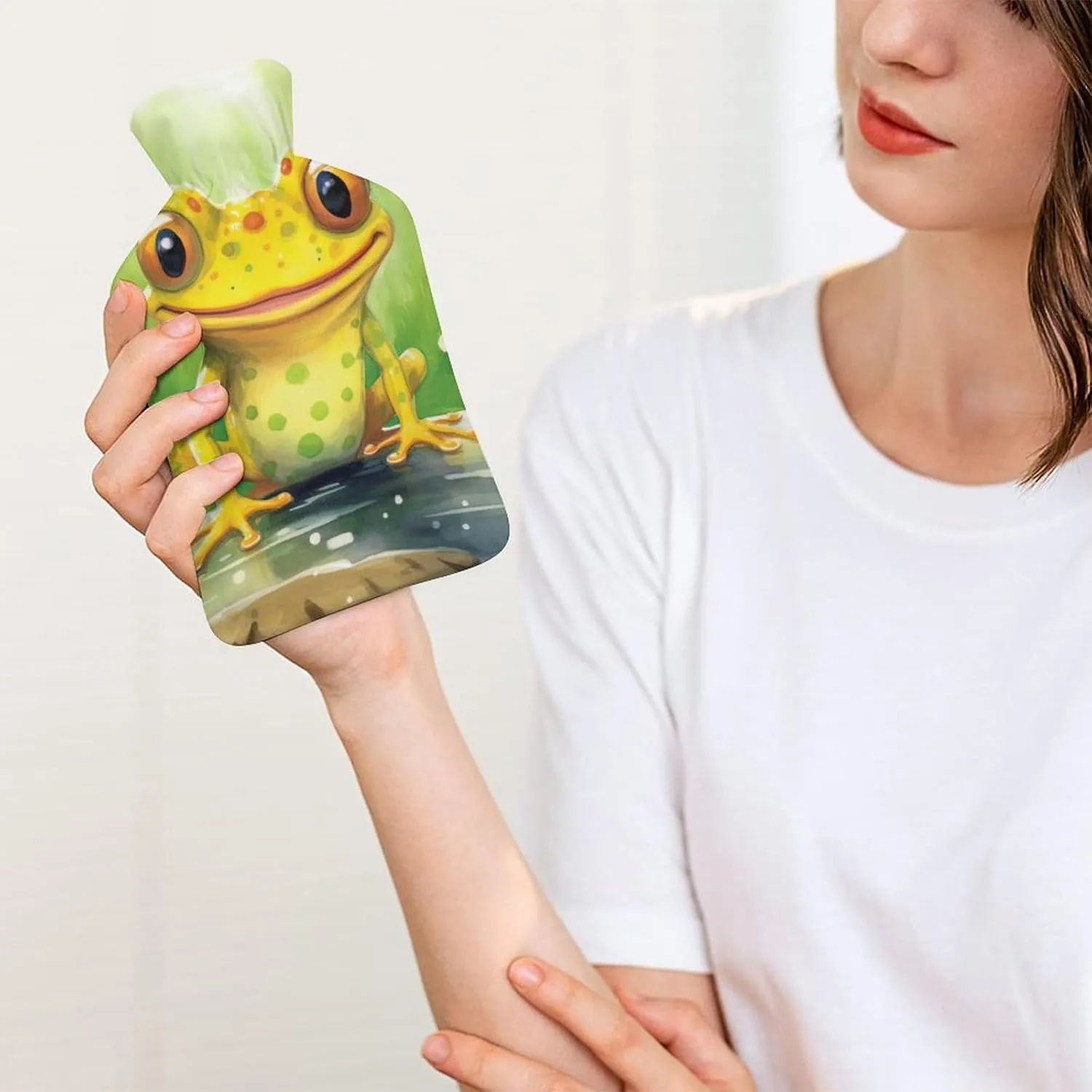 Hot Water Bottle with Soft Cover, Plant 1L Warm Water Bag for Menstrual Cramps, Animal Neck and Shoulder Pain Relief, Ideal for Hand & Feet Warmer for Kids, Men & Women, Hot & Cold Compress