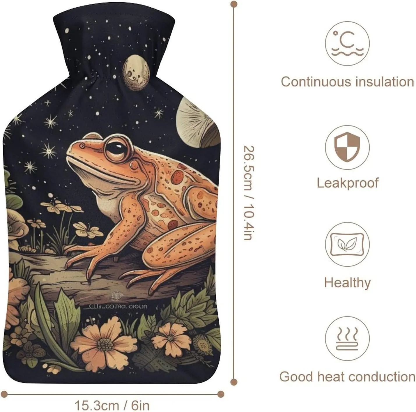 Hot Water Bottle with Soft Cover, Wildflower 1L Warm Water Bag for Menstrual Cramps, Animal Neck and Shoulder Pain Relief, Ideal for Hand & Feet Warmer for Kids, Men & Women, Hot & Cold Compress