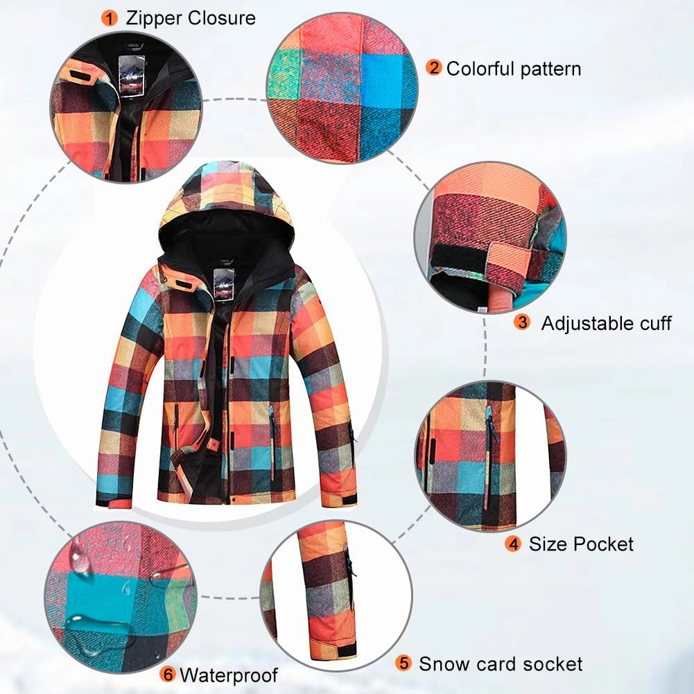 HOTIAN Ski jacket Snowboard Jacket Womens High Windproof Colorful Snow Jacket Pants Set