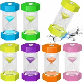 Hourglass Sand Timer, 1/3/5/10/15/30 Minutes Sand Clock Set, Acrylic Colorful Reloj De Arena para, Hour Glass Sand Watch for Classroom, Game, Home, Kitchen, Desk Decoration (Pack of 6)