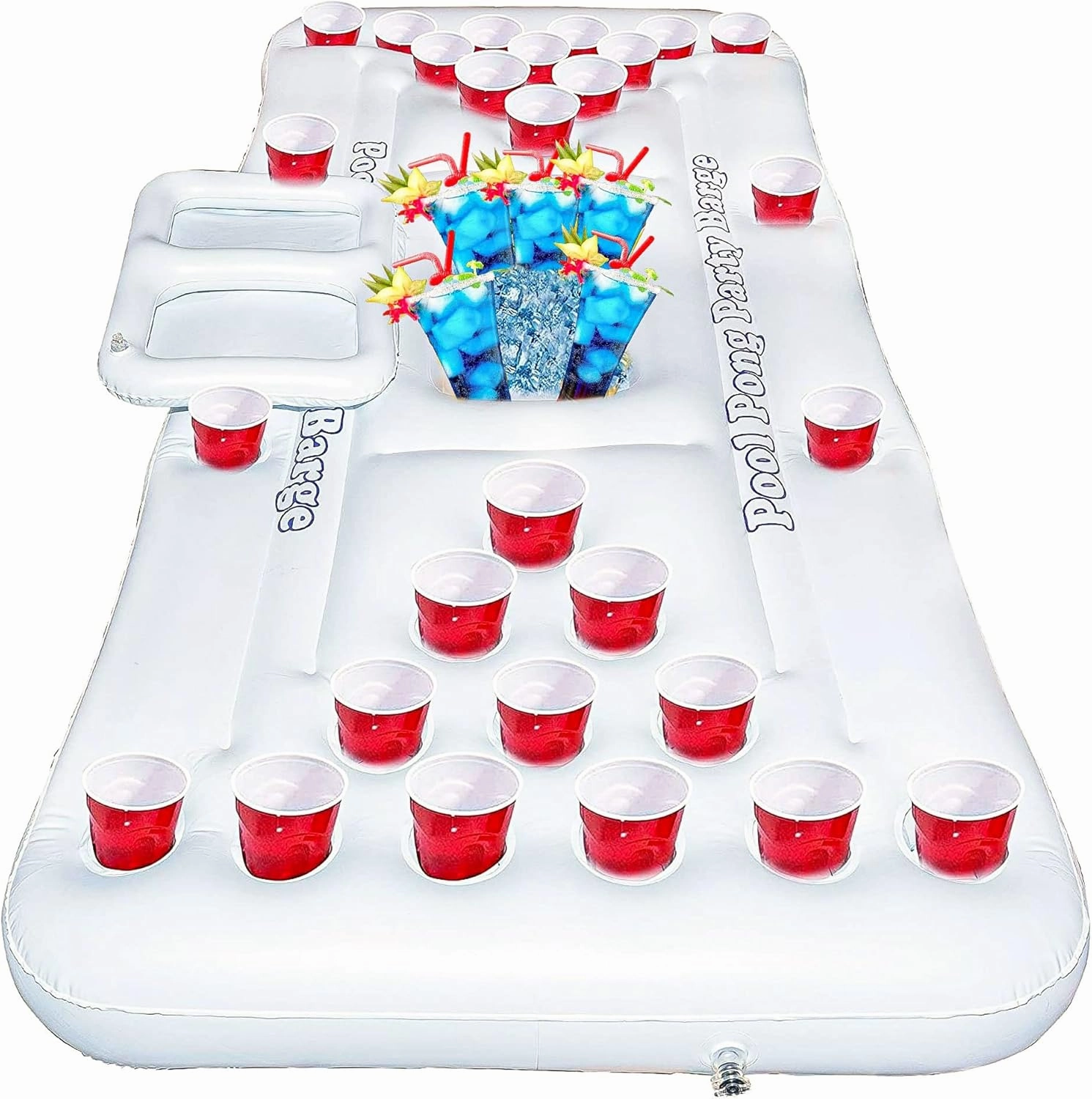 Hourleey 6 FT Inflatable Pong Game Table for Pool Lounge, Floating Party Barge for Outdoor for Adults Soft Pool Party Toys