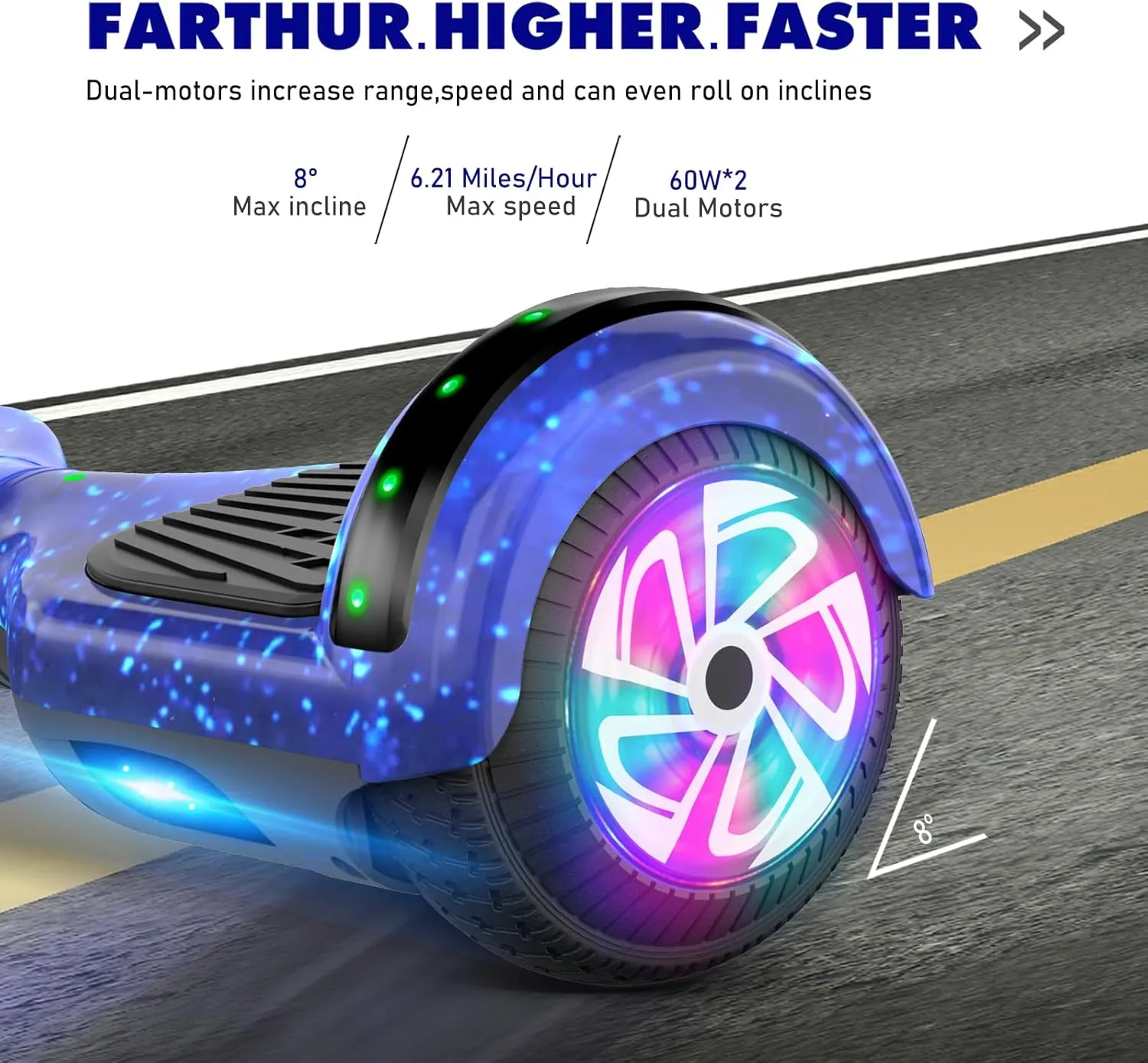 Hoverboard, 6.5" Two Wheel Hoverboard with Bluetooth and Lights, Hoverboard for Kids Ages 6-12