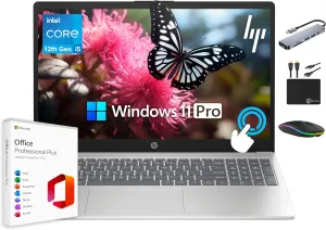 HP 15.6" Touchscreen Pavilion Laptop Computer, 16GB RAM, 1.5TB Storage (1TB SSD   500GB Ext), 10-Core Intel i5 Processor, Wi-Fi 6E, Windows 11 Pro with Lifetime Microsoft Office, MarxsolAccessory
