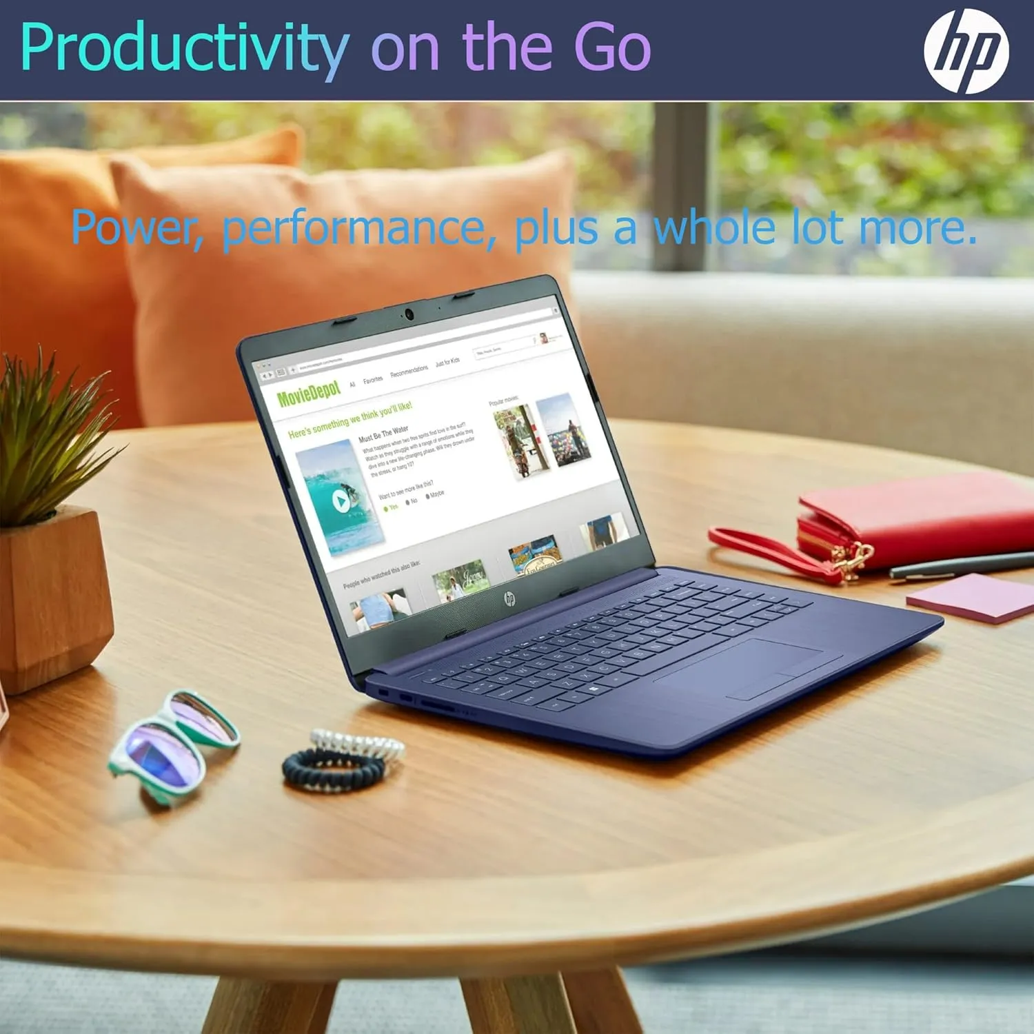 HP Ultralight 14 inch Laptop with Intel 4-Core Processor • with Microsoft 365 and Wireless Earbuds • 16GB RAM • 512GB External & 64GB Onboard & 1TB Cloud Storage • HD Display • Blue • Windows 11