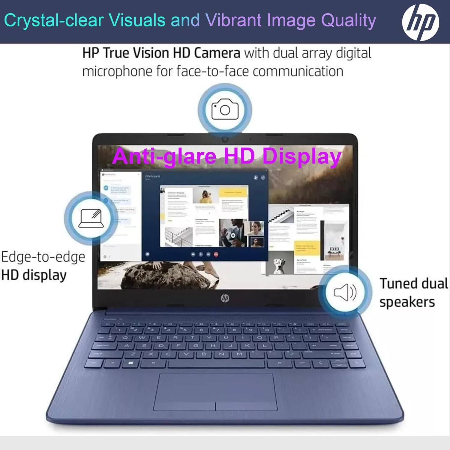HP Ultralight 14 inch Laptop with Intel 4-Core Processor • with Microsoft 365 and Wireless Earbuds • 16GB RAM • 512GB External & 64GB Onboard & 1TB Cloud Storage • HD Display • Blue • Windows 11