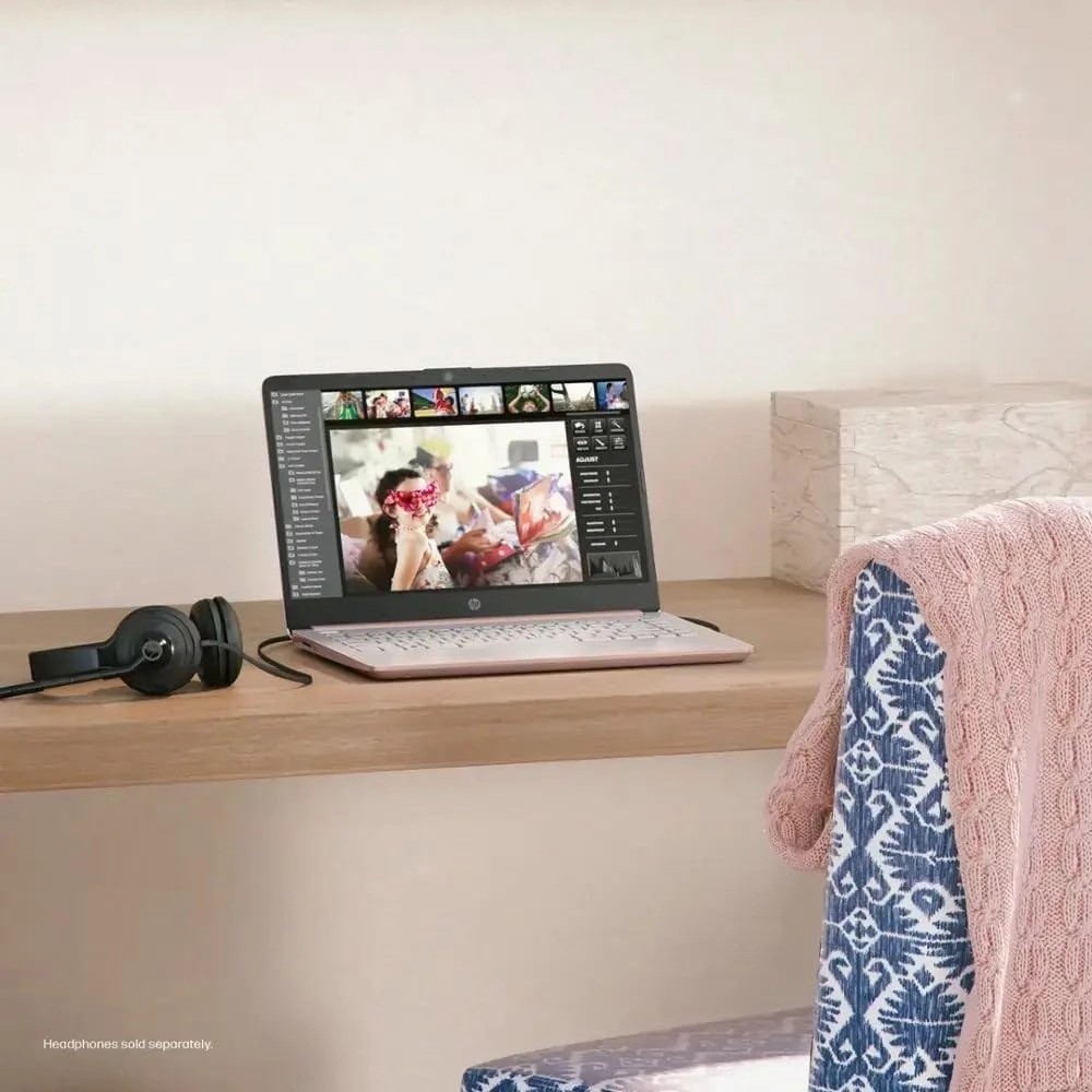 HP 14" Laptop, Microsoft 365, Copilot AI, 32GB RAM, 1.1TB Storage (128GB UFS with Skyerd 1TB Portable SSD),13th Gen 4 Cores Intel Processor, Wi-Fi 6, Long Battery, Rose Gold,Win 11 Home