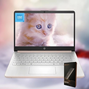 HP 14" Laptop, Microsoft 365, Copilot AI, 32GB RAM, 1.1TB Storage (128GB UFS with Skyerd 1TB Portable SSD),13th Gen 4 Cores Intel Processor, Wi-Fi 6, Long Battery, Rose Gold,Win 11 Home