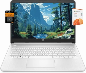 HP 14" Ultra Light Laptop for Student & Home (Intel Quad-Core N4120, 4GB RAM, 192GB(64GB   128GB SD), 1-Year Office 365) 11-Hr Long Battery Life, Webcam, WiFi, Win 11 Home in S Mode - Snow White