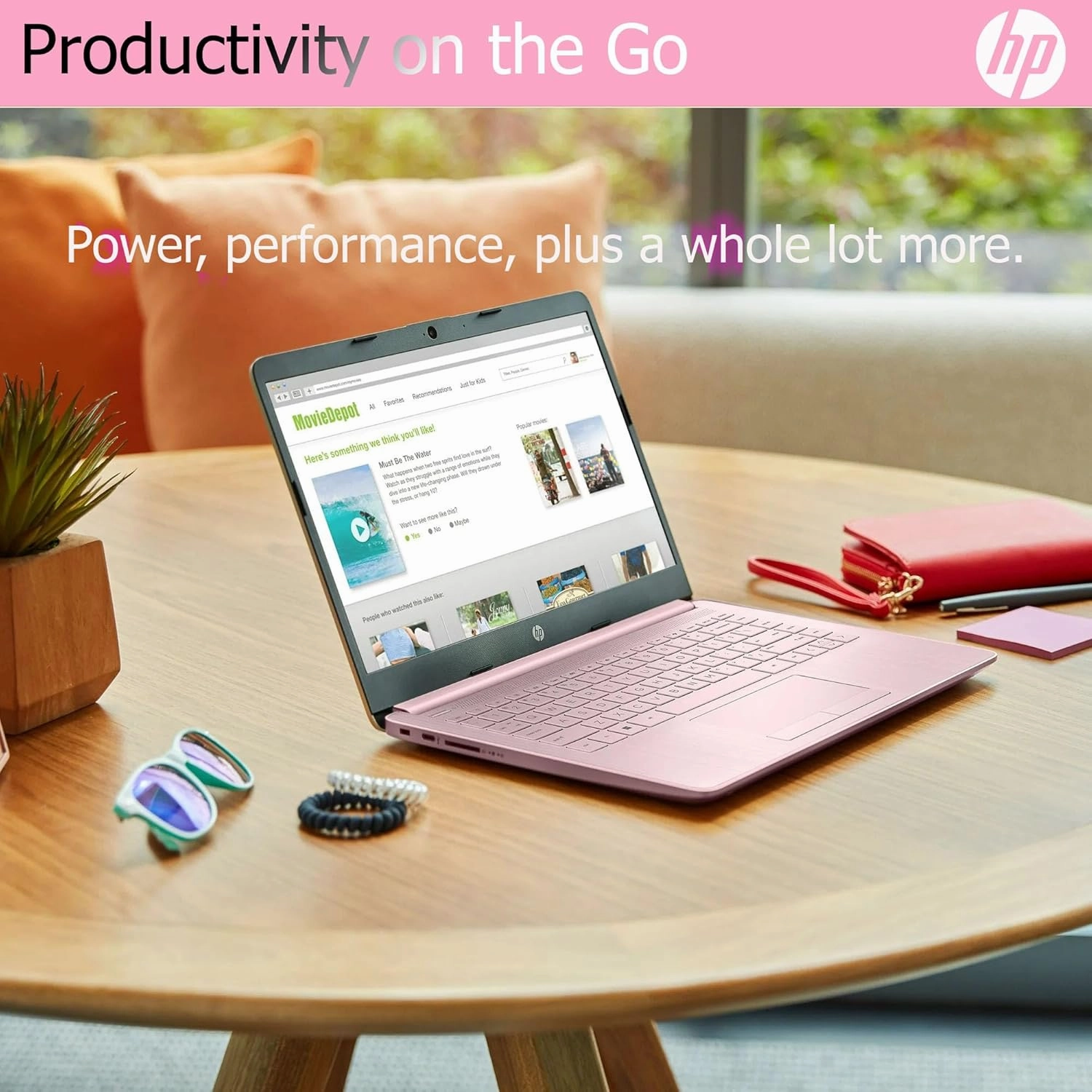 HP Ultralight 14 inch Laptop with Intel 4-Core Processor • with Microsoft 365 and Wireless Earbuds • 16GB RAM • 512GB External & 64GB Onboard & 1TB Cloud Storage • HD Display • Pink • Windows 11