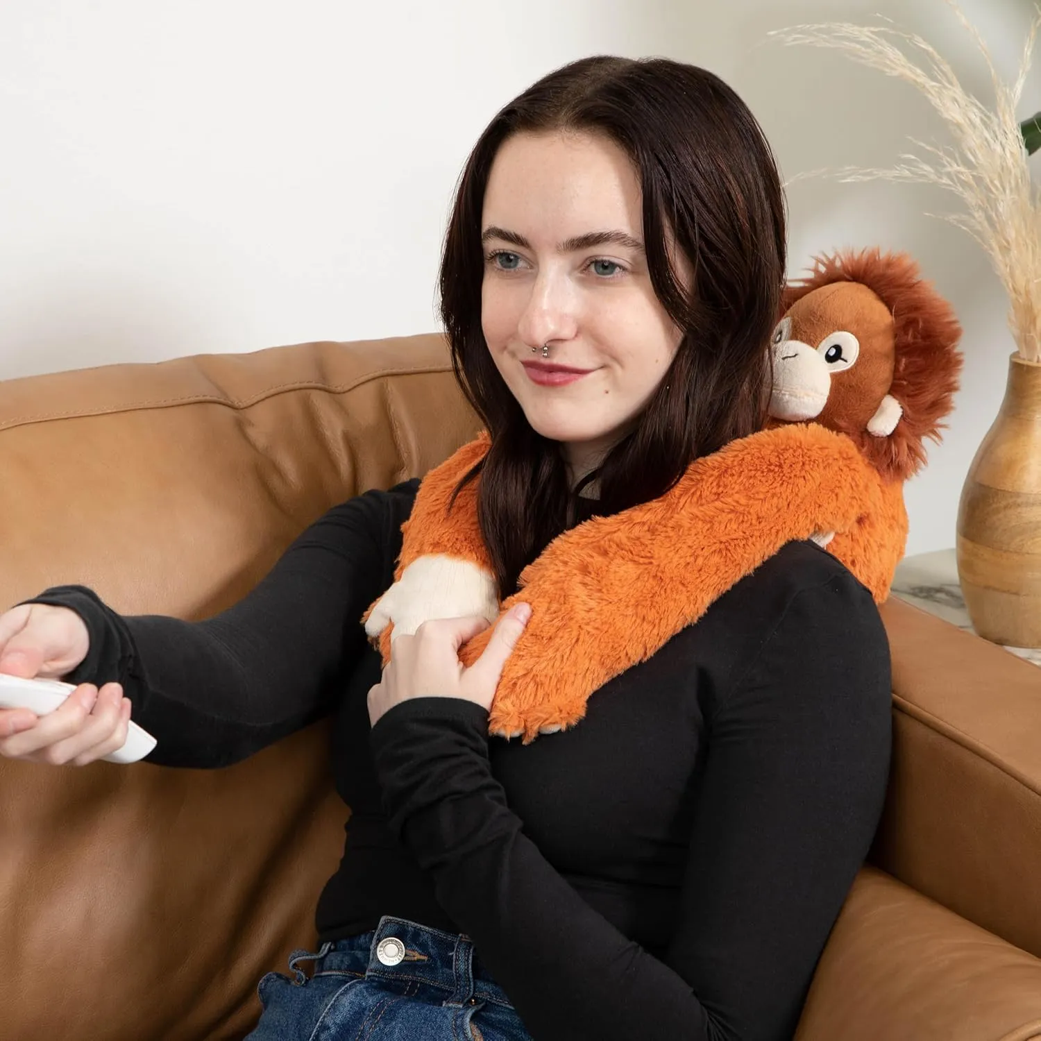 Hugarounds Ollie The Orangutan 2.5 lb Microwaveable & Freezable Weighted Plush Neck & Shoulder Wrap | Soothing, Comforting Hugs for Self-Care & Relaxation | Unscented for Ages 2 
