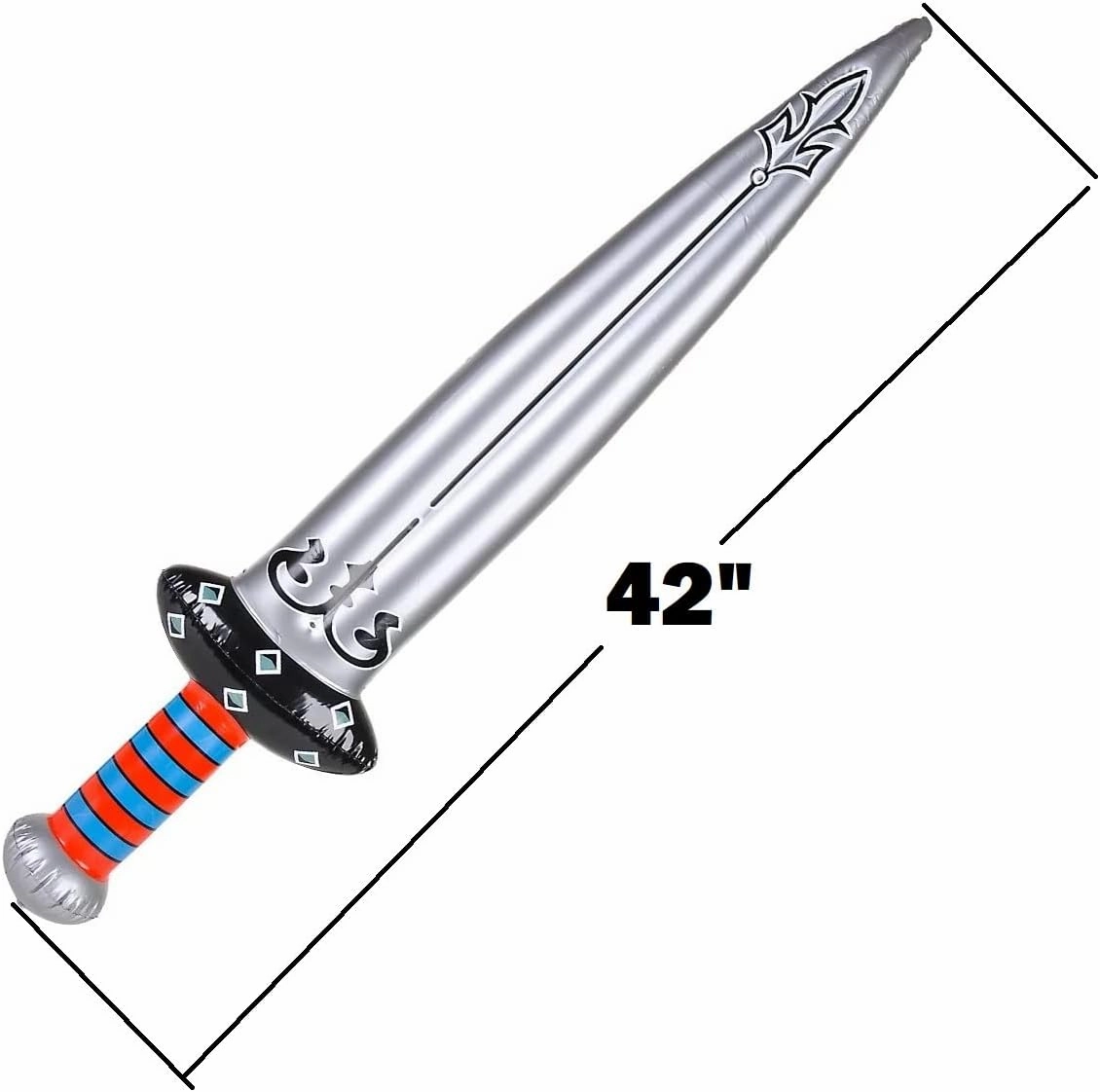 Huge 42" Silver Inflatable Sword - Stylish and Colorful Inflate Great for Carnivals and Parties