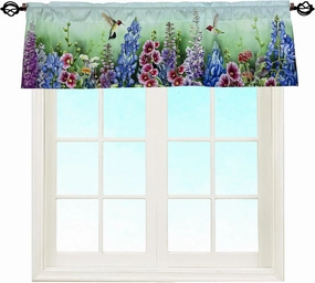 Hummingbirds and Florals Design Valance Curtains for Kitchen/Bathroom/Living Room/Bedroom Window Décor Privacy Decorative Spring Summer Rod Pocket 52 X 16 Inches