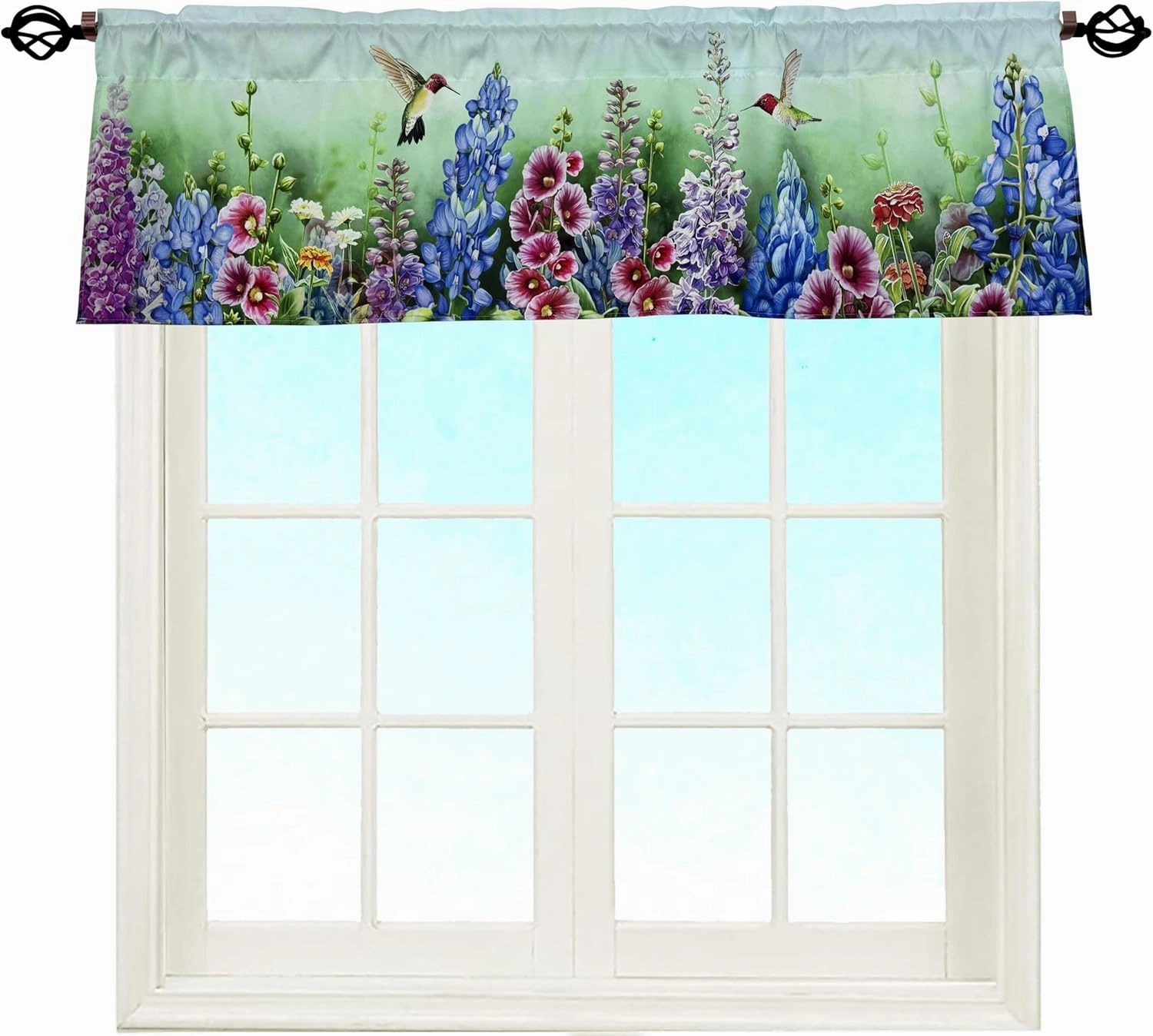 Hummingbirds and Florals Design Valance Curtains for Kitchen/Bathroom/Living Room/Bedroom Window Décor Privacy Decorative Spring Summer Rod Pocket 52 X 16 Inches