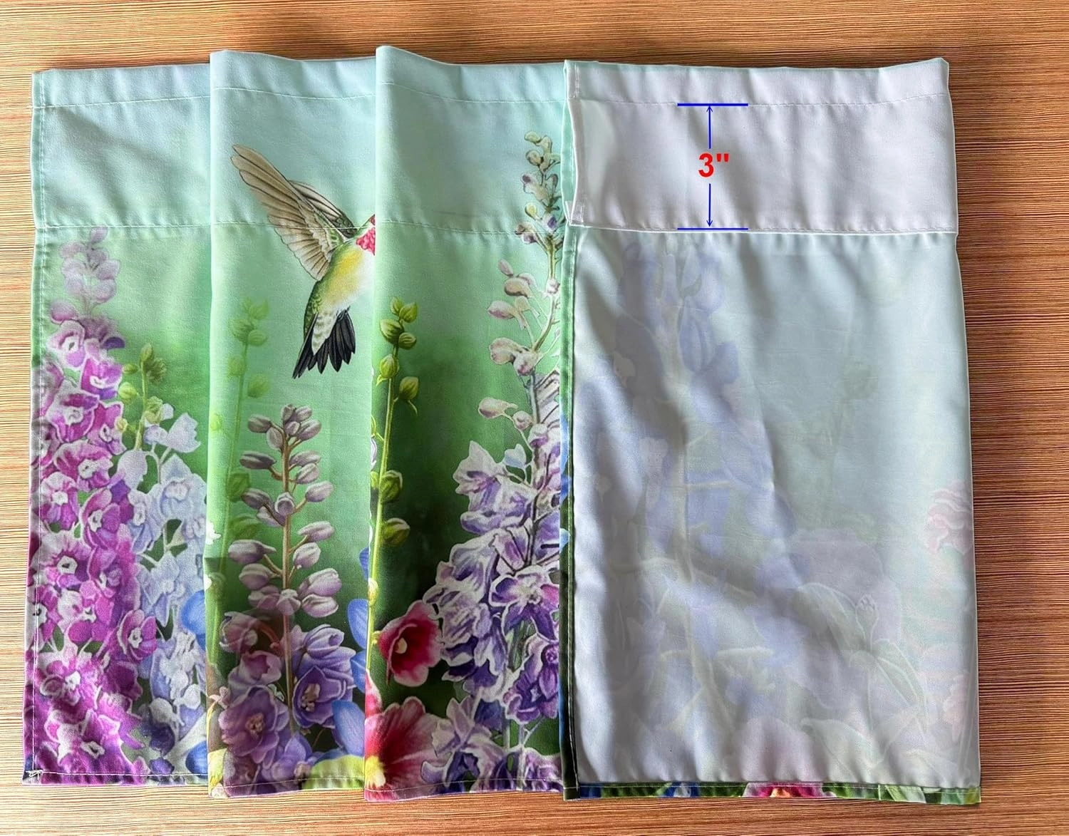 Hummingbirds and Florals Design Valance Curtains for Kitchen/Bathroom/Living Room/Bedroom Window Décor Privacy Decorative Spring Summer Rod Pocket 52 X 16 Inches