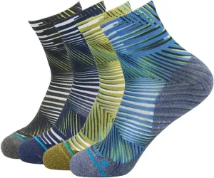 HUSO Mens Womens Quick Dry Striped Print Running Hiking Athletic Quarter Ankle Socks 3, 4, 6 Pairs