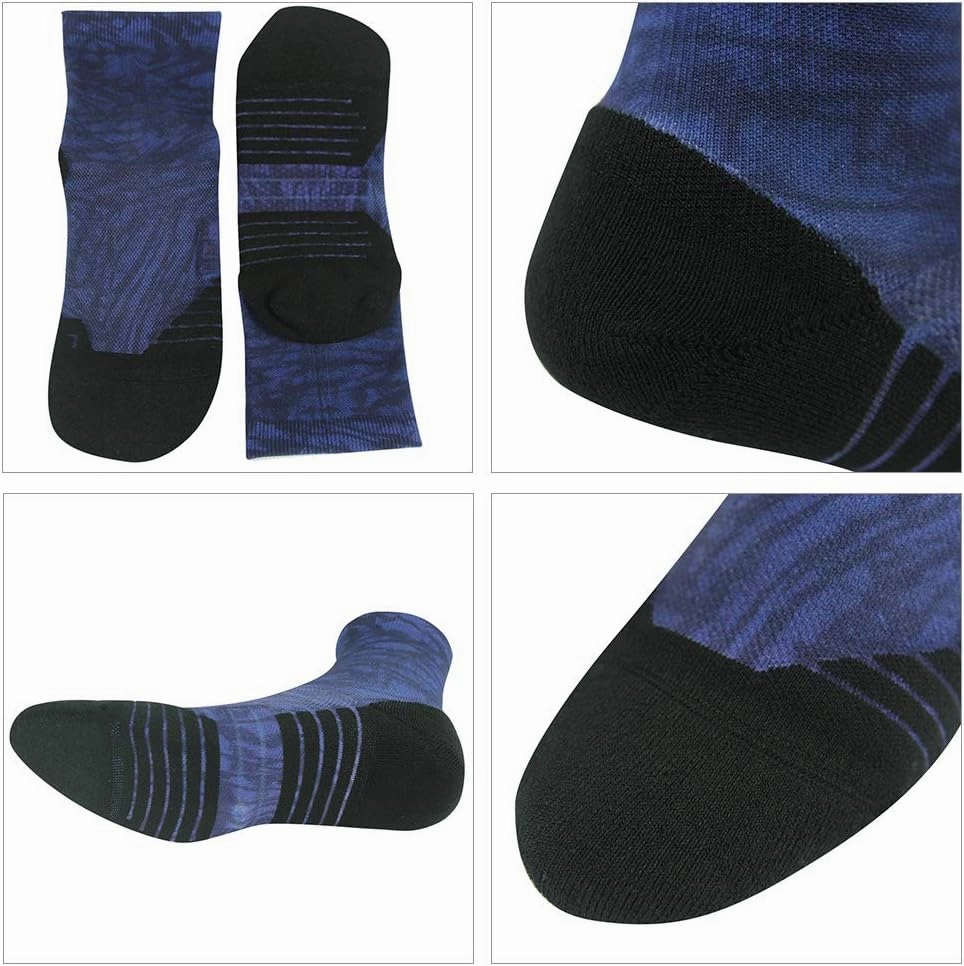 HUSO Mens Womens Quick Dry Striped Print Running Hiking Athletic Quarter Ankle Socks 3, 4, 6 Pairs