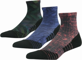HUSO Mens Womens Quick Dry Striped Print Running Hiking Athletic Quarter Ankle Socks 3, 4, 6 Pairs