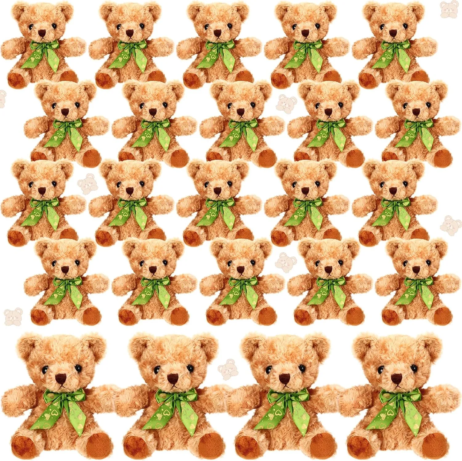 HyDren 24 Pieces Bears Bulk 8 Inch Bears Stuffed Animals Small Soft Bear Plush Stuffed Toy with Bow Tie for Birthday Wedding Baby Shower Christmas Party Gift Favors (Light Yellow)