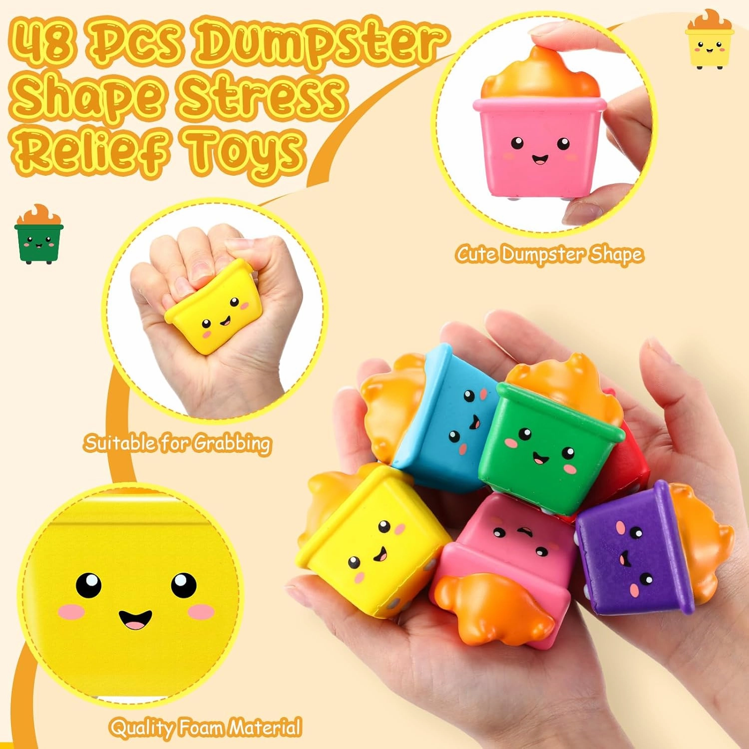 HyDren 12 Pcs Dumpster Stress Ball Bulk Funny Fire Stress Relief Gifts for Adults Employee Appreciation Gifts Foam Fidget Toys Desk Accessories for Team, Coworker, Teacher, Students