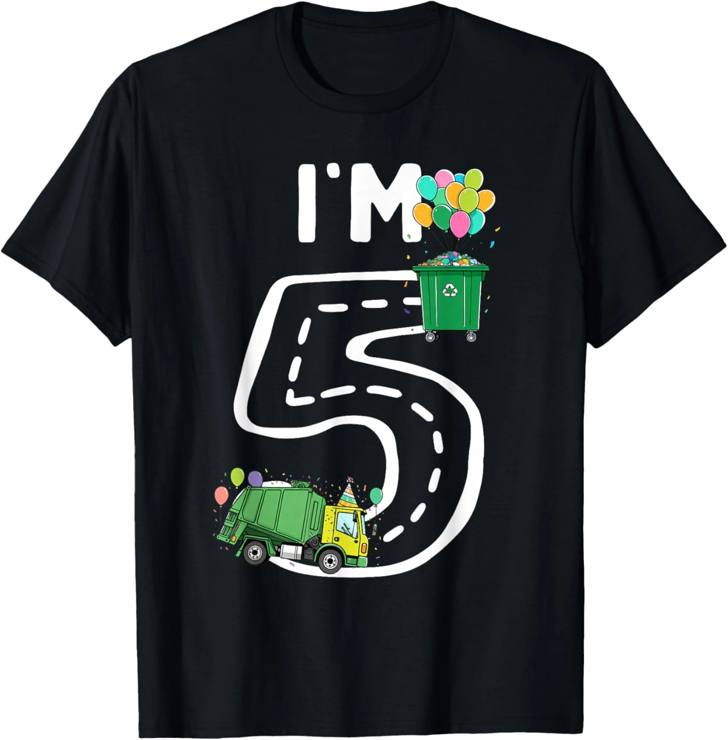 I'm 5 Five Years Old Garbage Truck 5th Birthday Boy Kids T-Shirt
