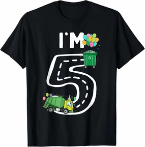 I'm 5 Five Years Old Garbage Truck 5th Birthday Boy Kids T-Shirt